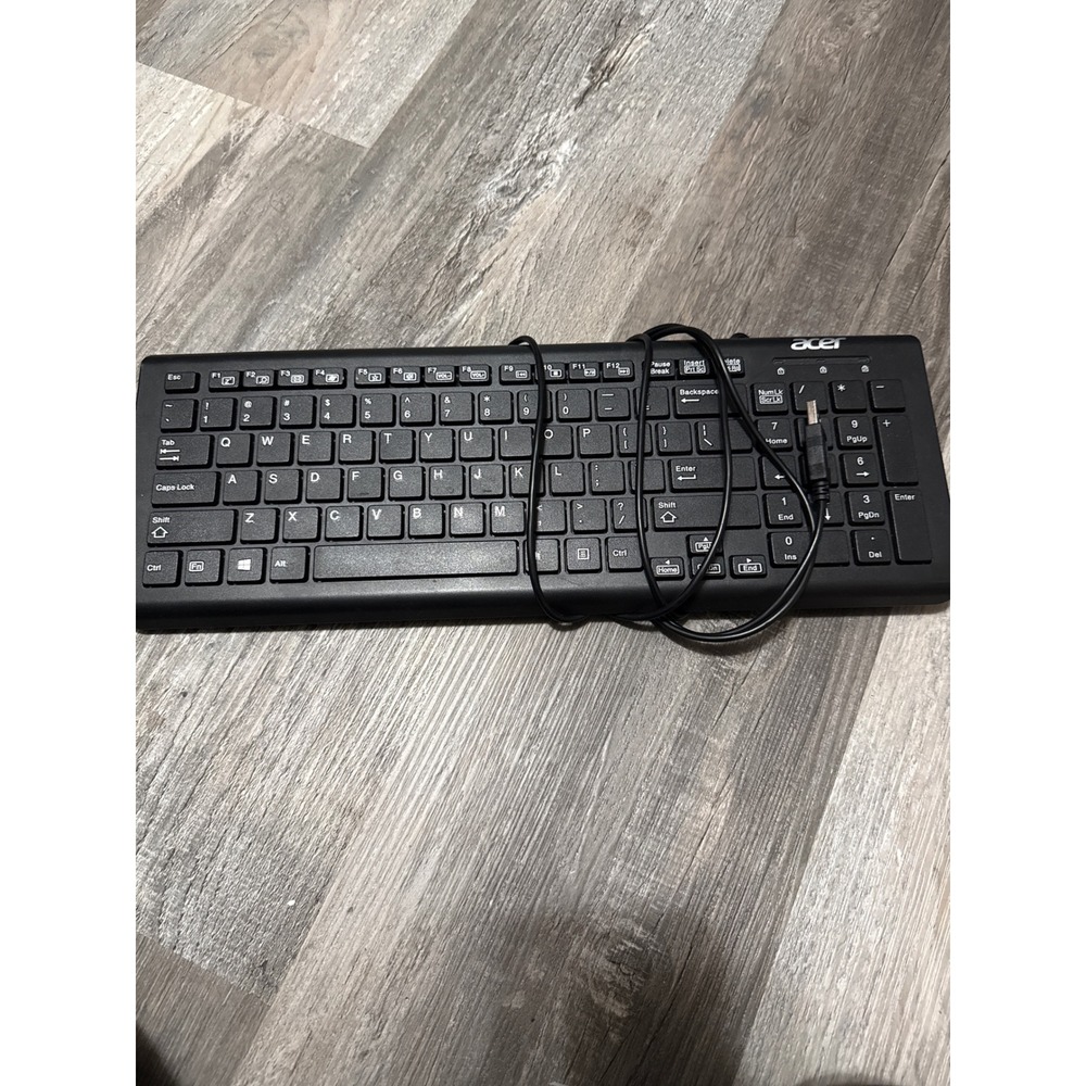 Acer SK-9626 Wired USB Keyboard Black Slim Full Size with Numeric Keypad